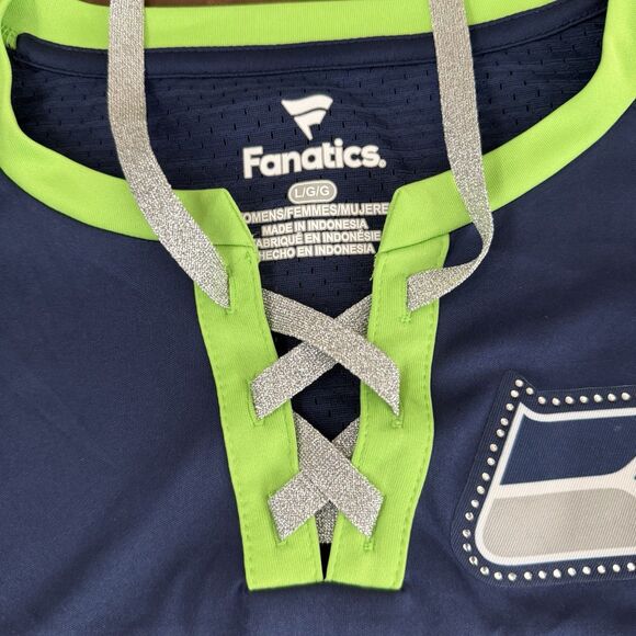 Seattle Seahawks Lace boxy Fanatics Jersey size Large Bling Logo Nfl sportswear - Picture 3 of 9